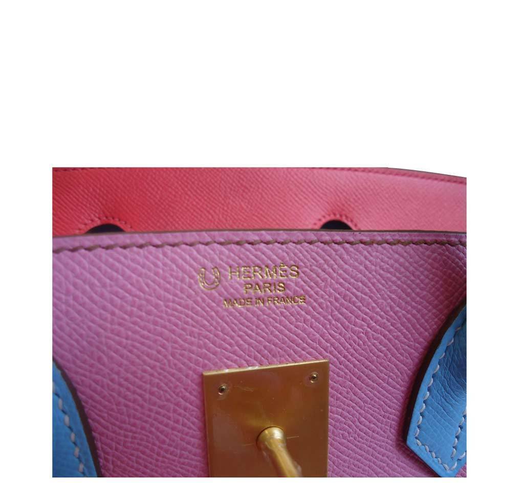 Hermes Special Order Birkin 30 Pink Purple Leather Top Handle Tote