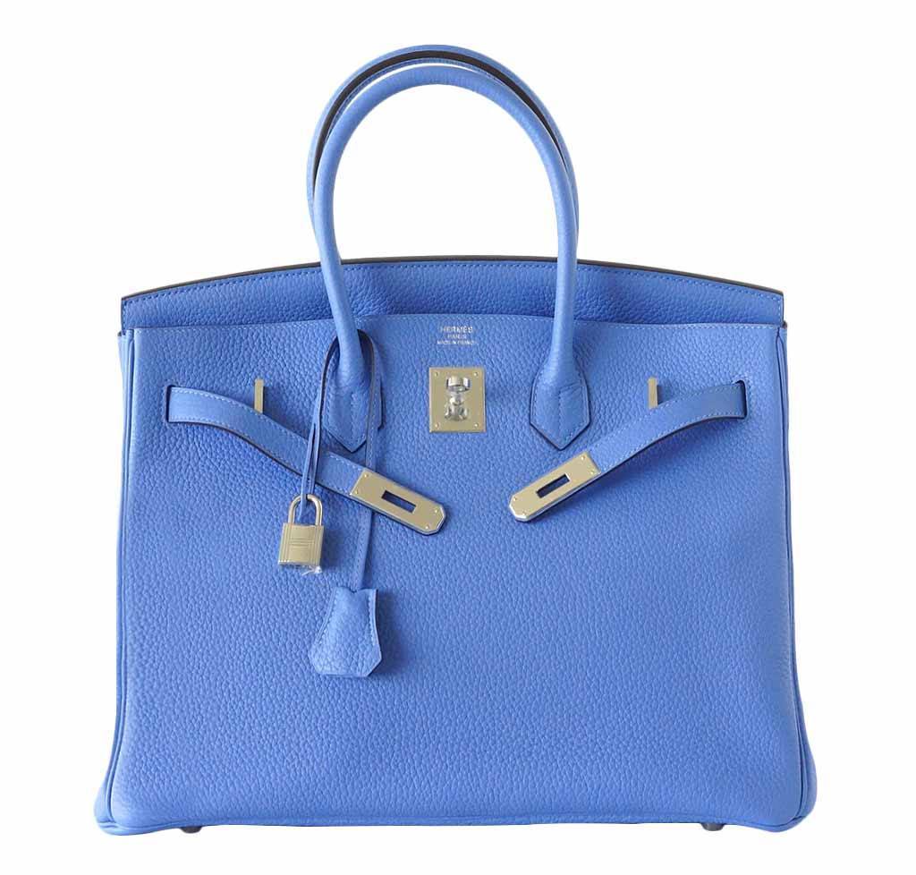 Hermes Blue Paradis Taurillon Clemence Leather 35cm Birkin Bag