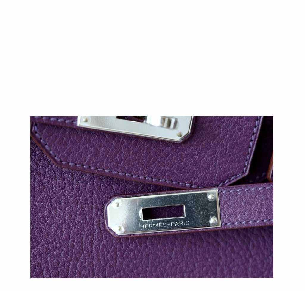 Hermes Birkin 35 Ultra Violet Purple Fjord Silver SHW Horseshoe Stamp  Discontinued Leather 