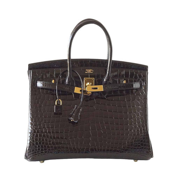 Hermes Birkin 35 Crocodile Black New Front Open