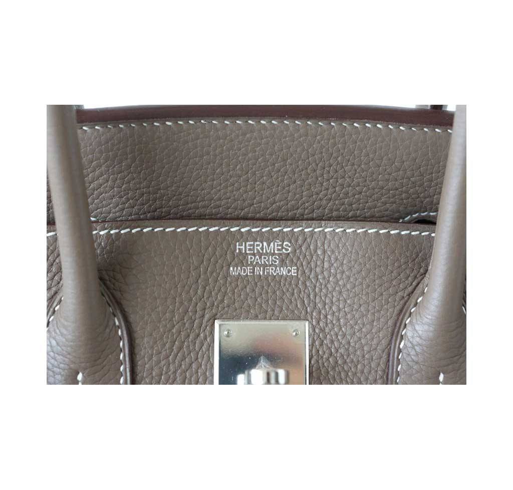 Hermes Birkin 35 Bag Neutral Etoupe Clemence Palladium • MIGHTYCHIC • 