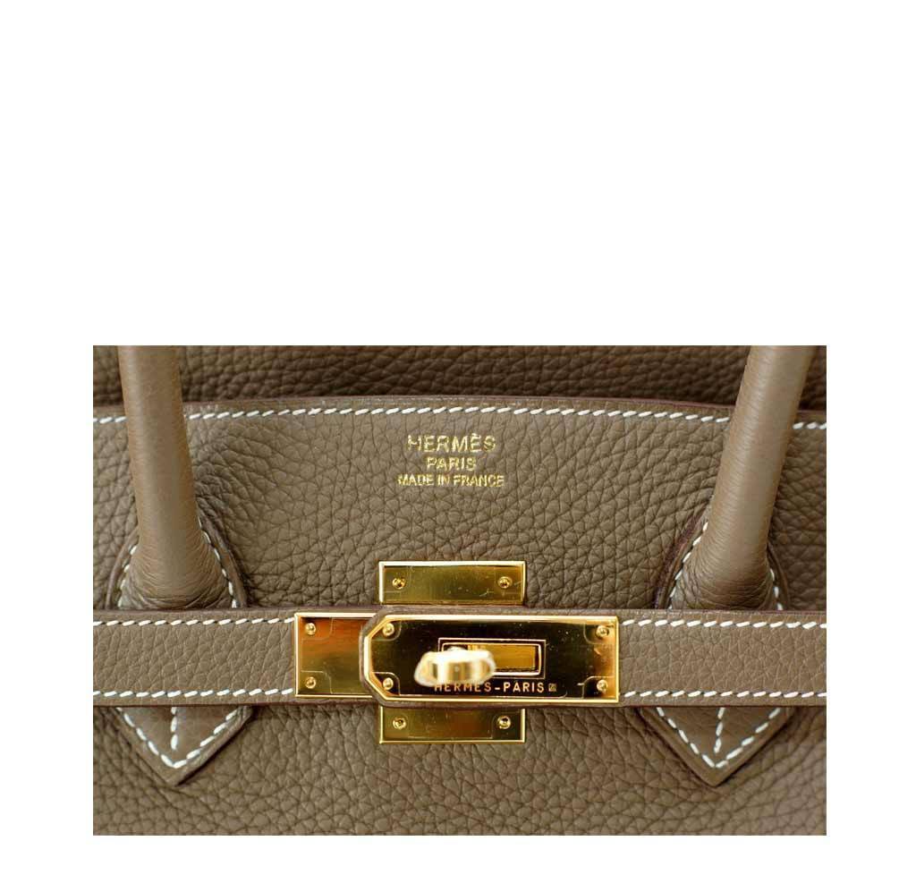 Hermes Etoupe Togo Leather Gold Hardware Birkin 35 Bag Hermes