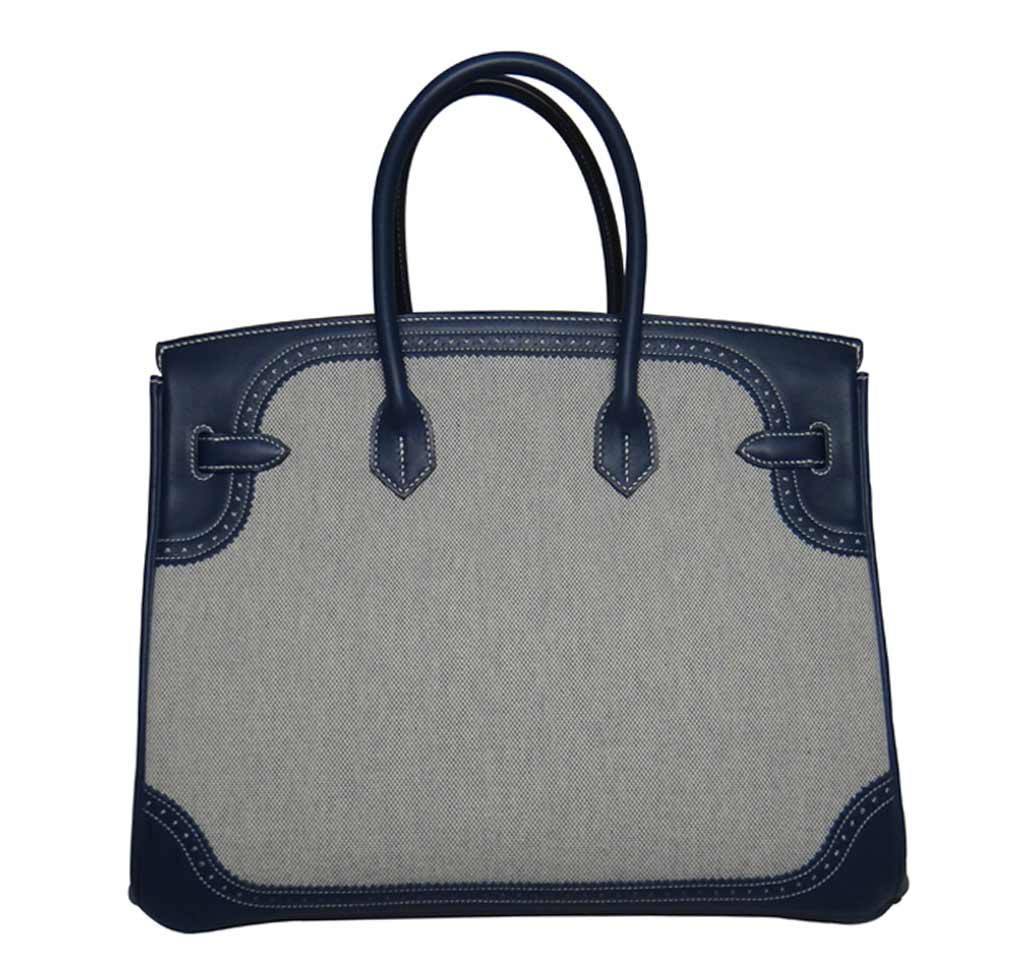 Hermes Birkin bag 35 Blue de presse Togo leather Silver hardware