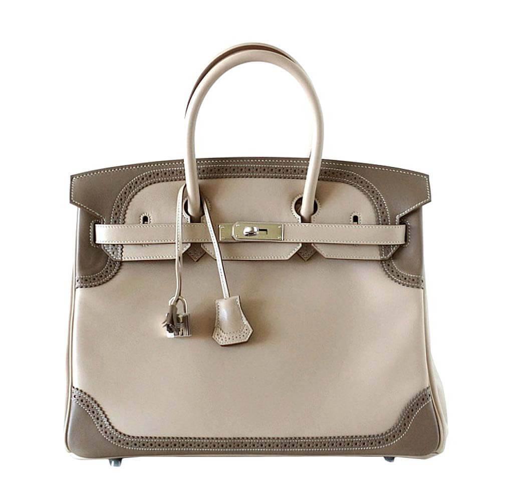 AUTHENTIC Palladium Hermes Bag Silver Padlock Hermes Handbag 