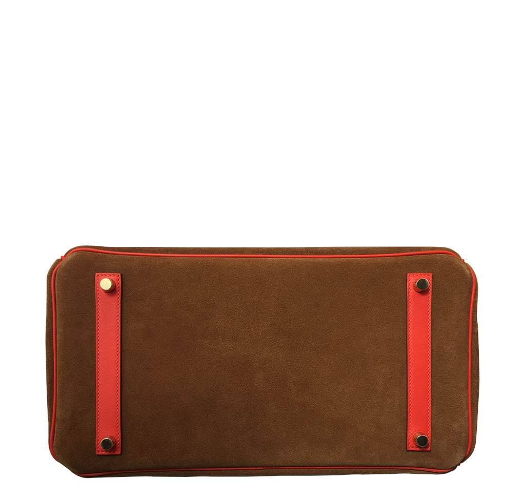 Birkin 35 handbag Hermès Brown in Suede - 36333214