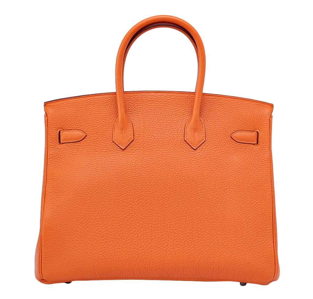 Hermes Birkin 35 Bag Feu Orange Togo Gold Hardware • MIGHTYCHIC