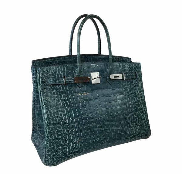 Hermes Birkin 35 Malachite Crocodile Used Side