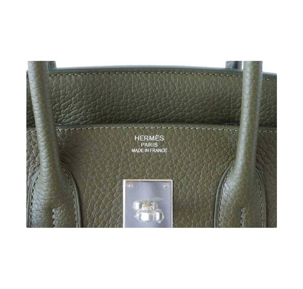 Hermes Olive Green Ostrich Palladium Hardware Birkin 30 Bag Hermes