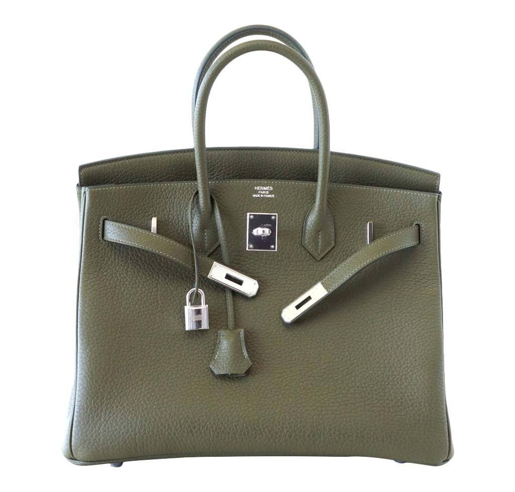 Hermes Olive Green Ostrich Palladium Hardware Birkin 30 Bag Hermes