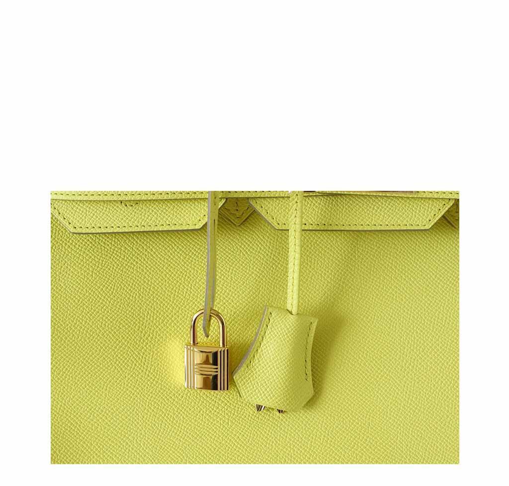 Beautiful Hermes Birkin 35 model bag in lemon yellow lea…