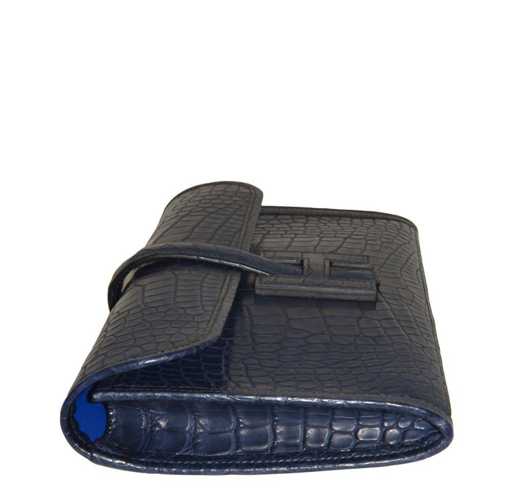 Jige crocodile clutch bag Hermès Navy in Crocodile - 30368981