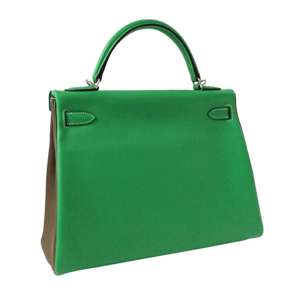 Stand out your style with this classic Kelly bag in Vert Amande color.  Kelly had a wide variety of color, leather, and hardware that can…