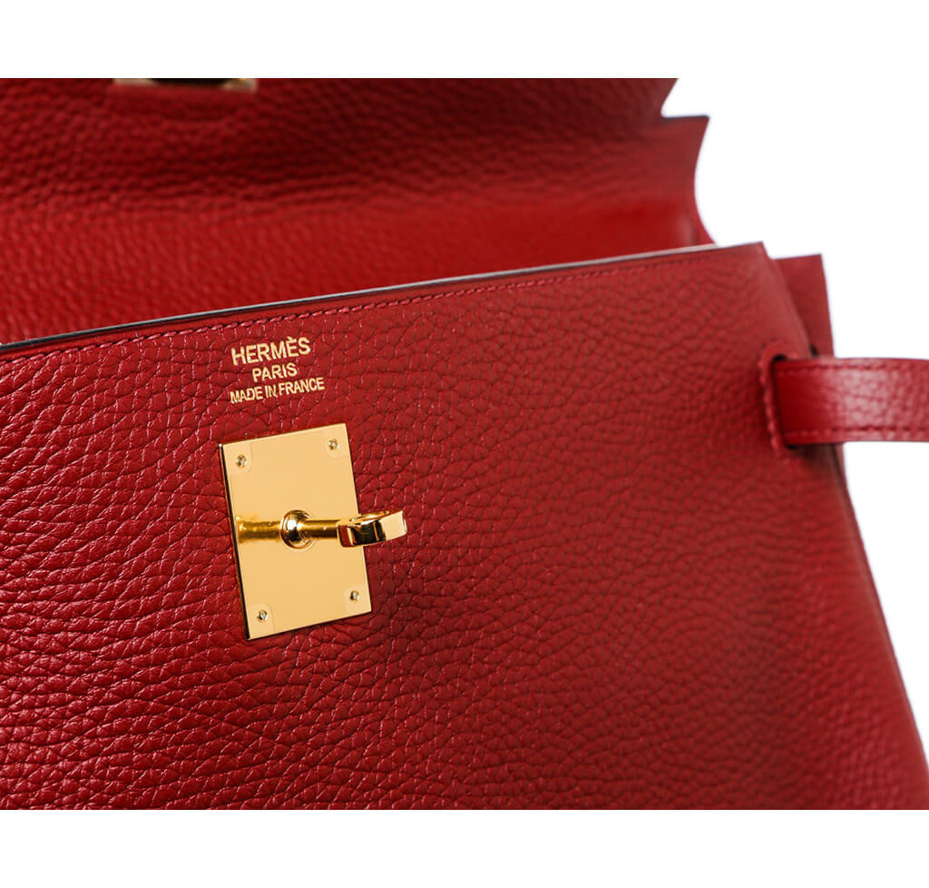 Hermès Rouge H Sombrero Sellier Kelly 35 GHW Handbag