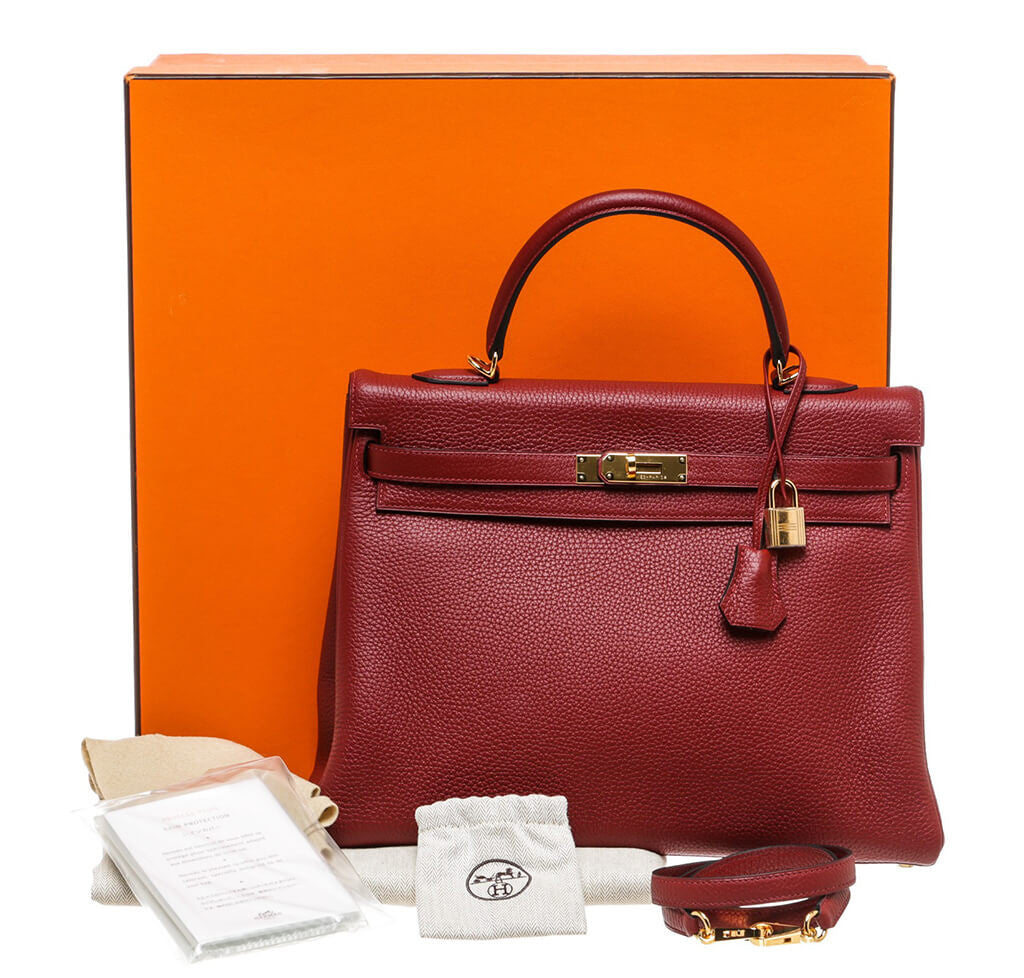 2013 Hermes Rouge H Box Calf Leather Kelly 35cm Sellier