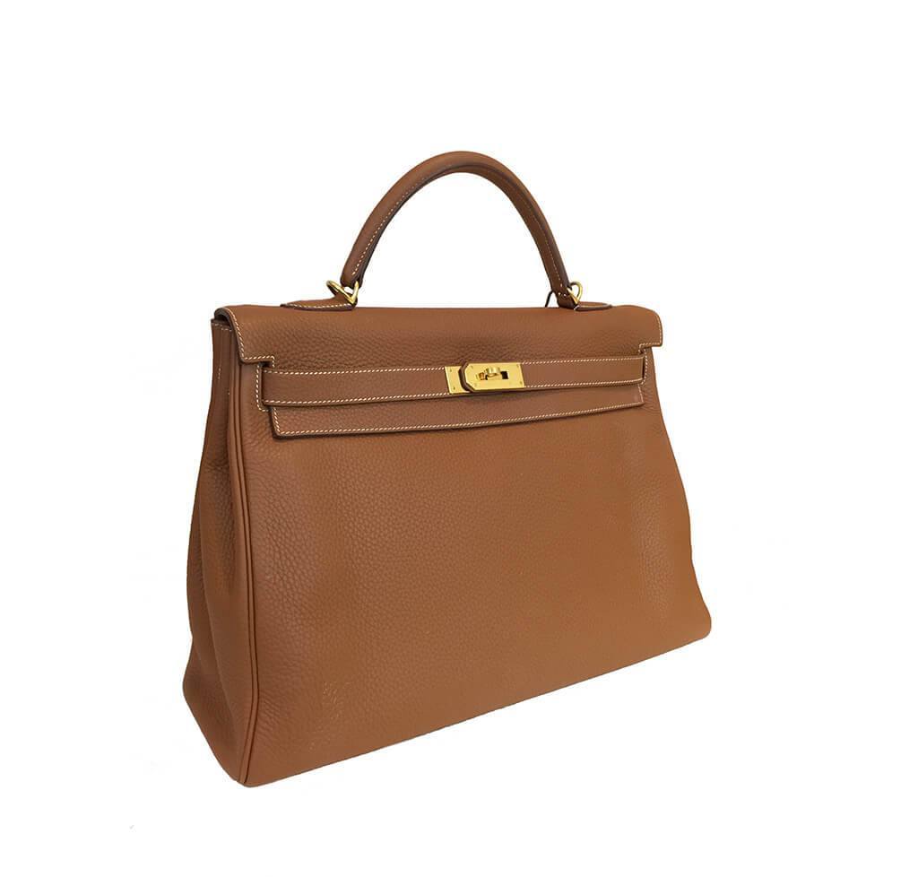 Hermès Kelly 35 Clemence Leather Chocolate
