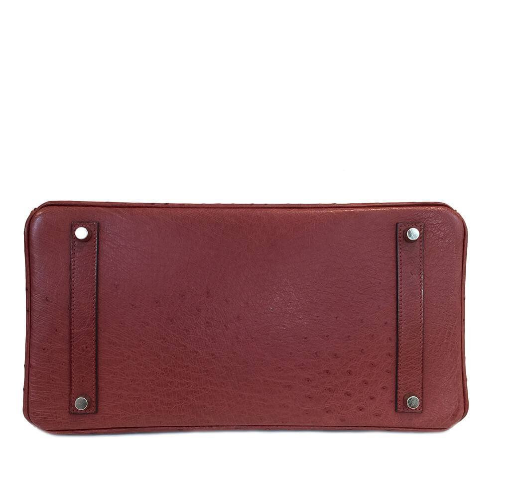 Hermes Red Leather Ostrich GHW Birkin 35cm Satchel Bag at 1stDibs