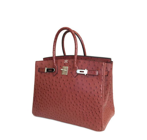 Hermes Birkin 35 Ostrich Rouge H Used Side Open