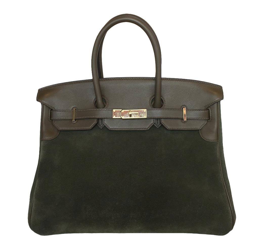 Kelly Pochette in Anis Green Doblis Suede with Silver hardware