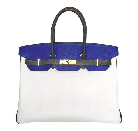 Hermes Kelly Mini Special Order Bag Epsom Leather Blue Brume Vert Jade PHW