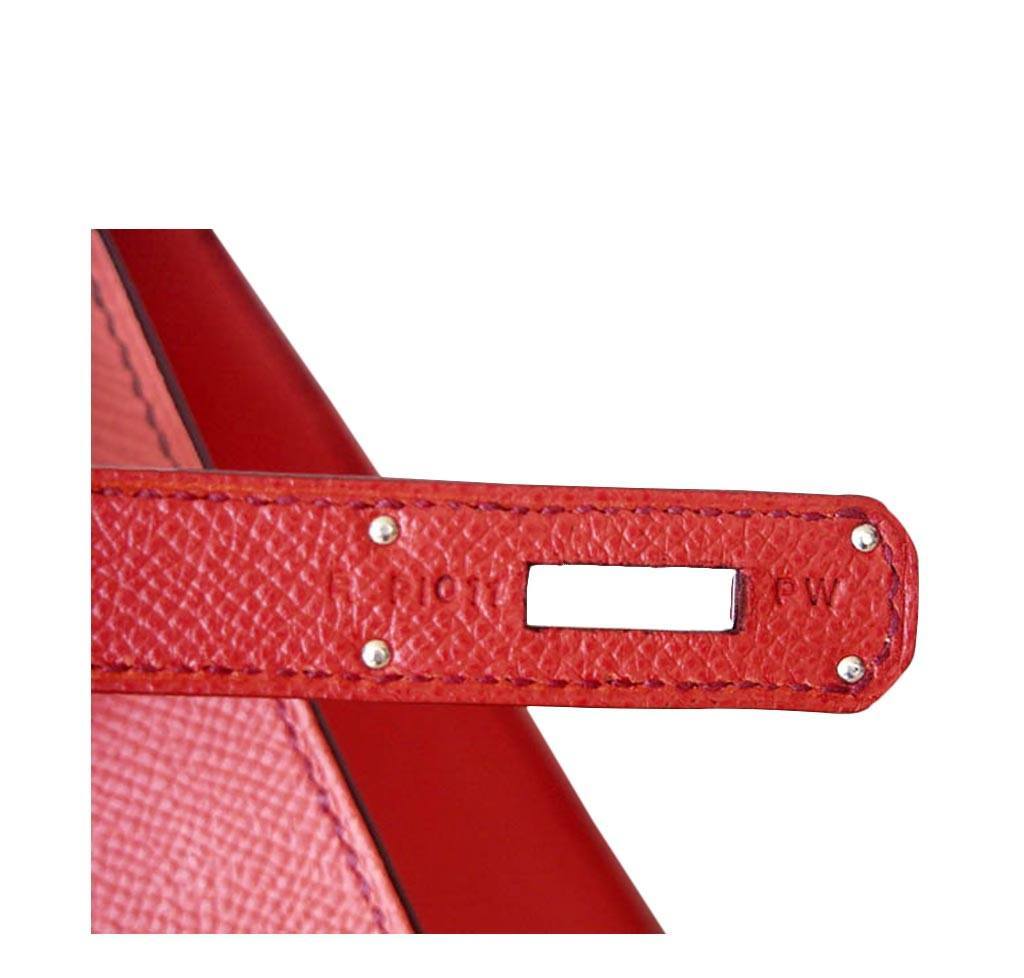 ULTRA RARE-COLLECTIBLE-Hermès Kelly 32 Flag strap in red and white epsom,  PHW at 1stDibs