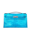 Hermes Alligator Kelly Pochette Bag Blue