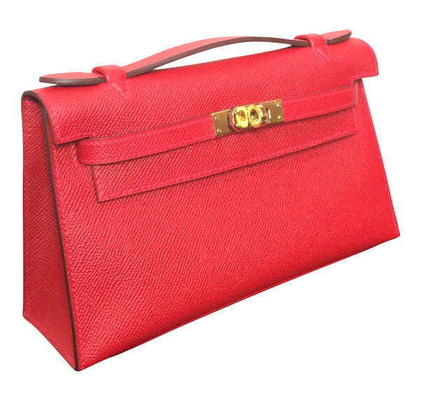 Hermès Kelly Pochette Mini Rouge Casaque Epsom GHW Bag pristine bag