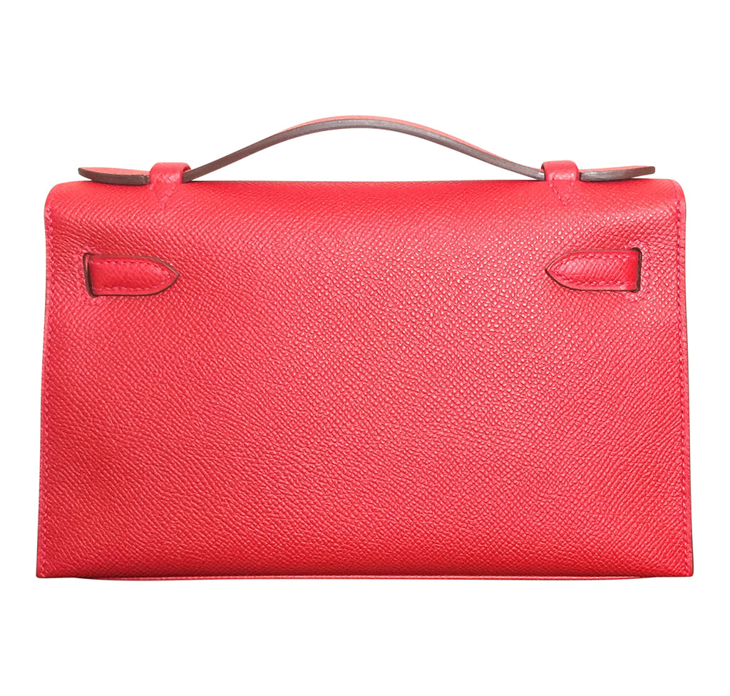 Replica Hermes Kelly Pochette Bag In Red Epsom Leather