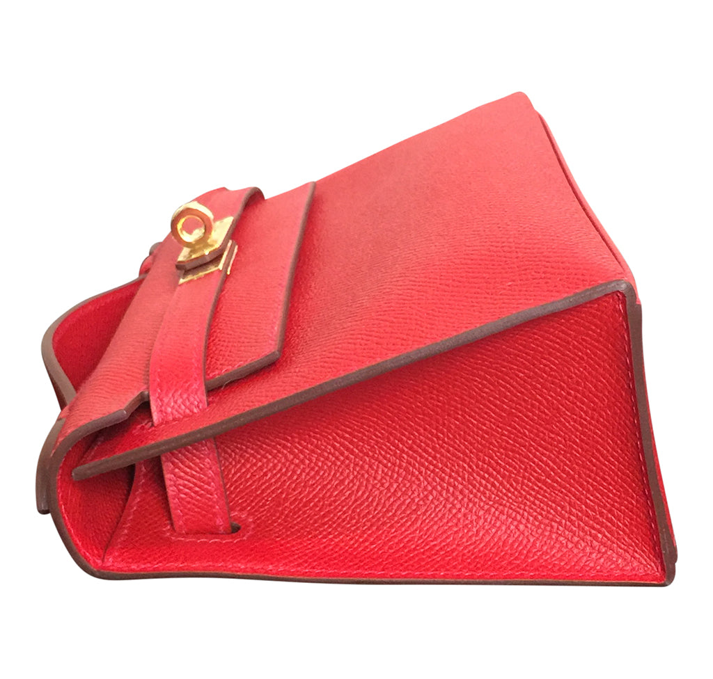 Replica Hermes Kelly Mini II Bag In Rouge Casaque Epsom Leather GHW