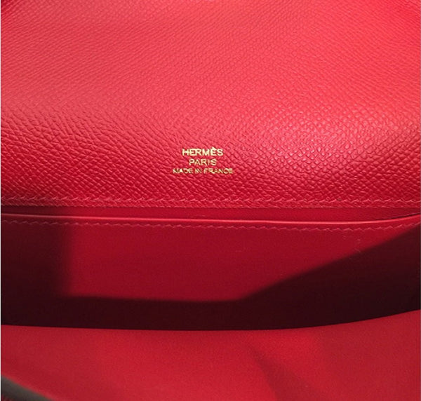 Hermès Kelly Pochette Mini Rouge Casaque Epsom GHW Bag pristine stamp