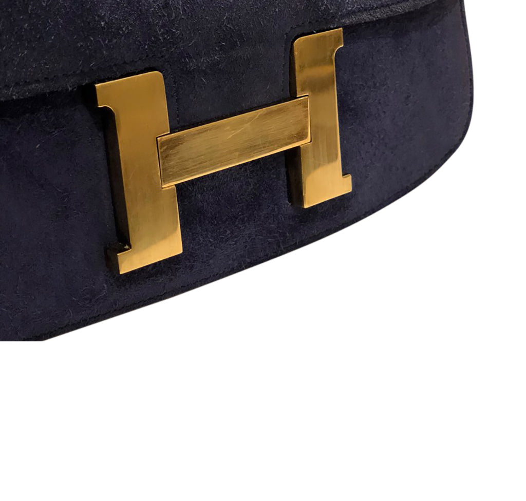 Hermès Constance 24 Vintage Bonwit Teller Navy Suede Bag GHW