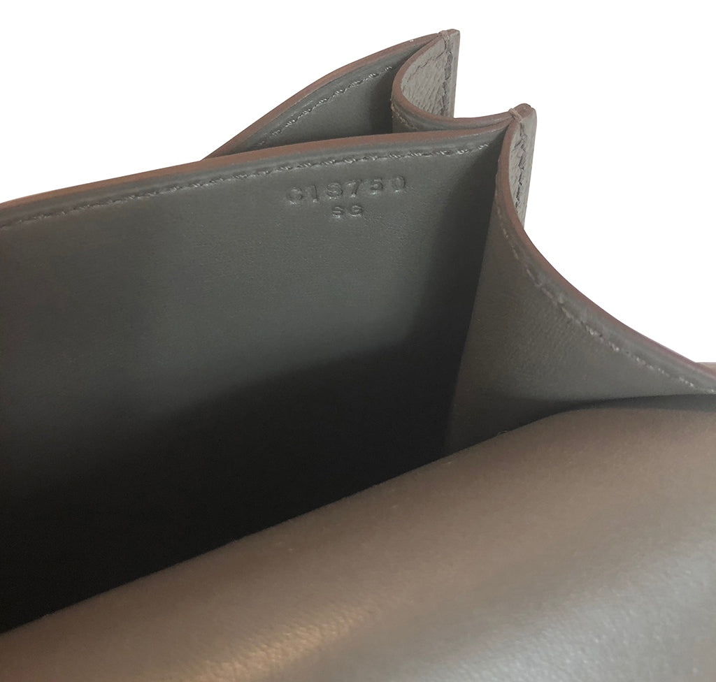 HERMÈS CONSTANCE 18CM GRIS MEYER Epsom Leather with Palladium Hardware