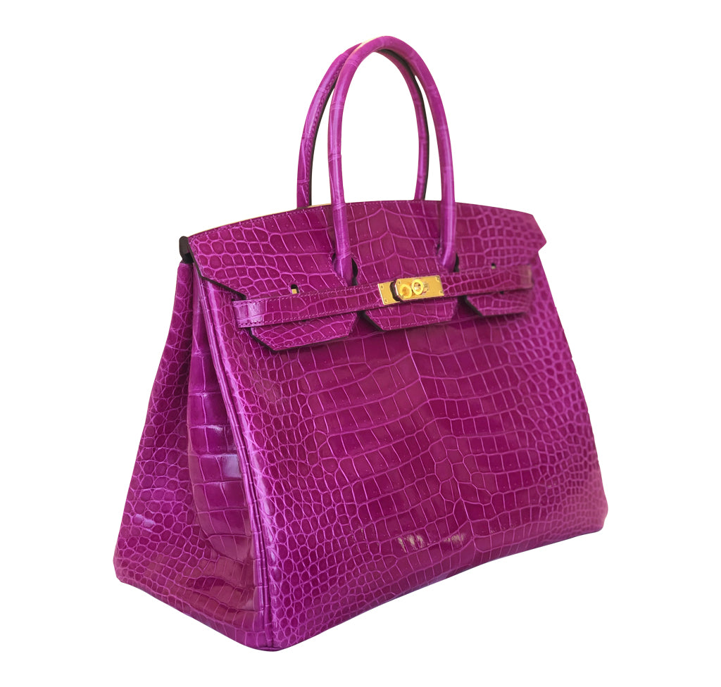 Hermès Birkin 35cm Rose Sheherazade Crocodile Porosus GHW ○ Labellov ○ Buy  and Sell Authentic Luxury