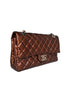 Chanel Medium Double Flap Bag Metallic Patent Leather Bronze pristine front side
