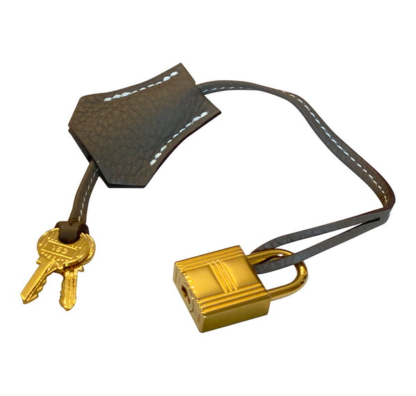 Hermès Kelly 35 Etoupe Clemence gold pristine lock keys clochette