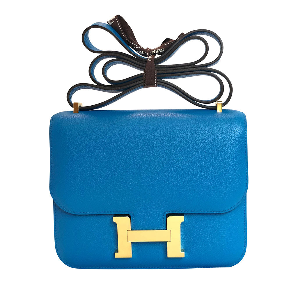 Hermès Constance Mini 18cm Blue Zanzibar Epsom Leather Gold Hardware