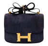 Hermes Constance 24 Vintage Navy Suede gold very good front