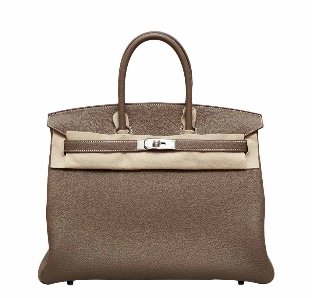 Hermes Sac Birkin 35 Veau Togo Etoupe GHW Handbag Purse in Box