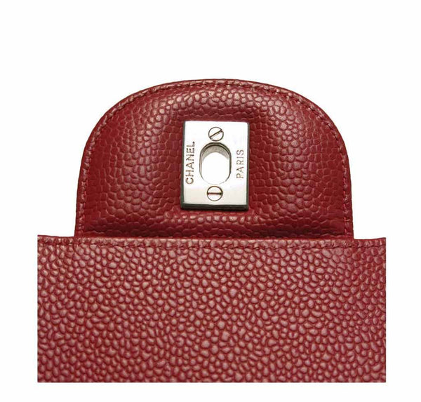 chanel single flap bad red used engraving