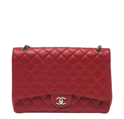 Chanel Single Flap Bag Red - Caviar Leather