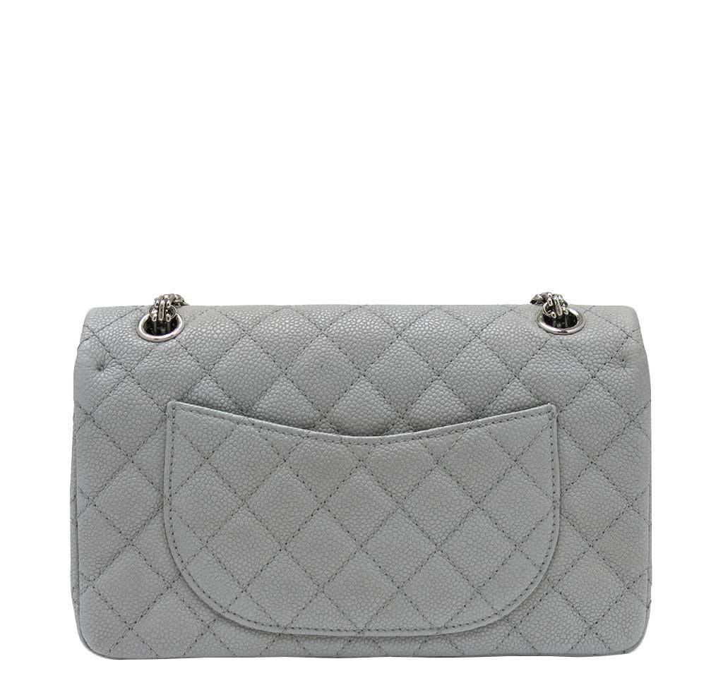 Chanel Double Flap Bag Light Gray - Caviar Leather