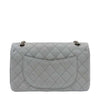 chanel double flap bag light gray used back