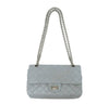 chanel double flap bag light gray used front