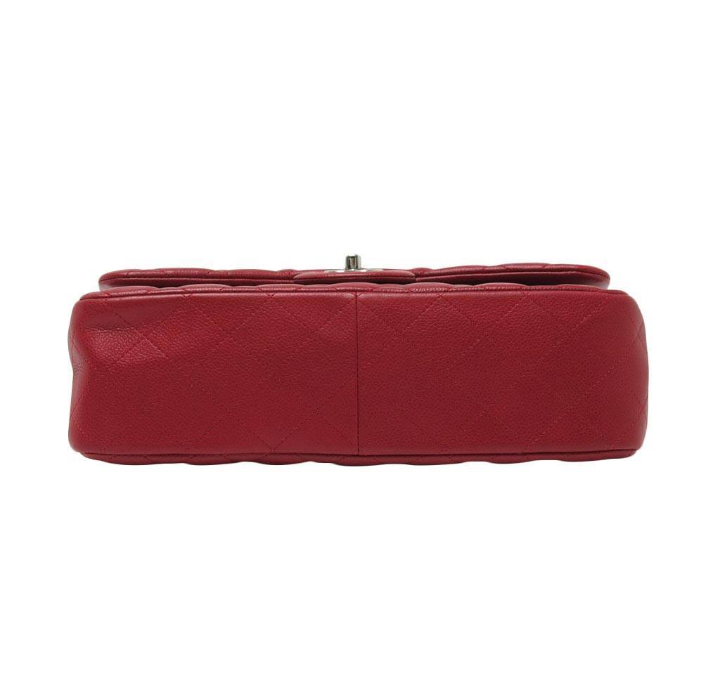 Chanel Double Flap Jumbo Bag Red - Caviar Leather