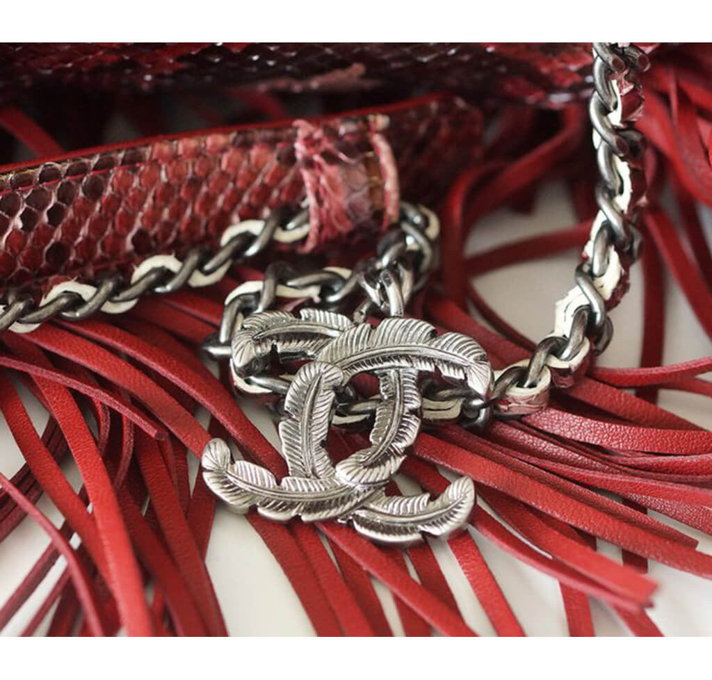 Chanel Dallas Collection Bag Python Red - Fringed Sides