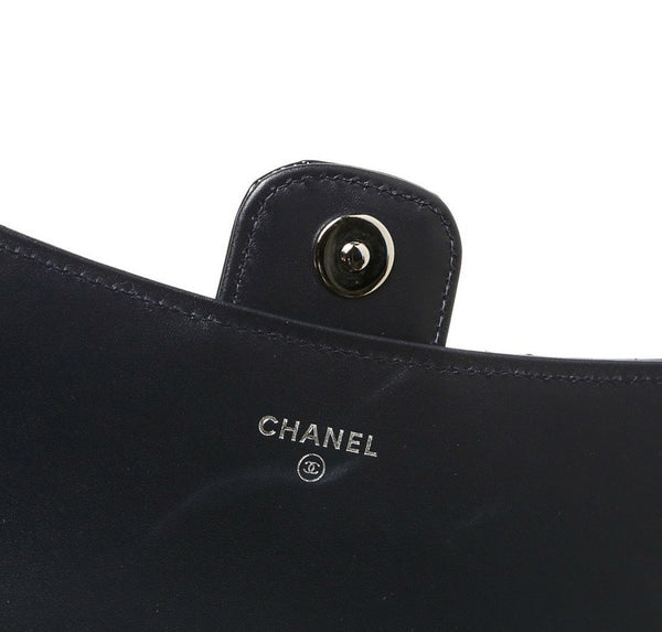 Chanel Pochette Bag Navy Blue Used Embossing
