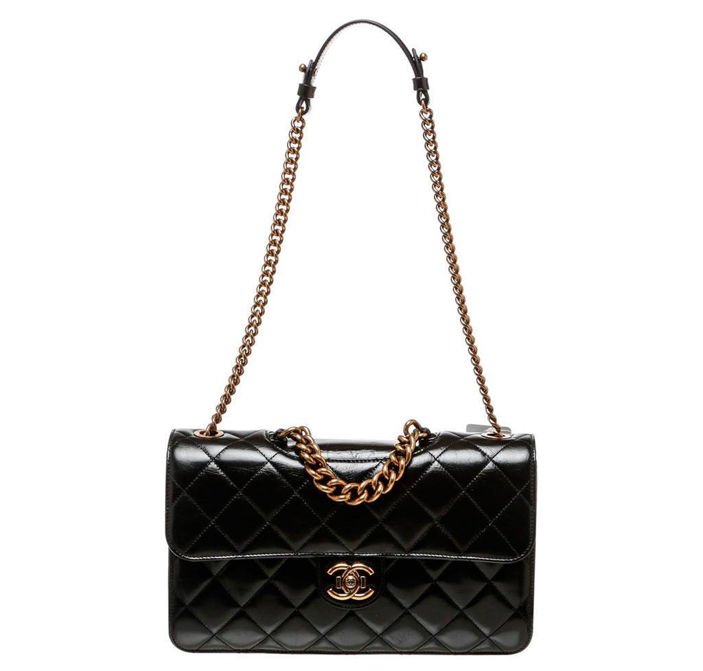 CHANEL Glazed Calfskin Quilted Large Perfect Edge Flap Grey 1154896