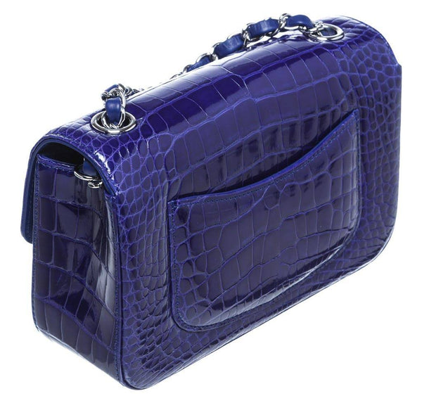 Chanel Mini Classic Shoulder Flap Bag Blue Used Back