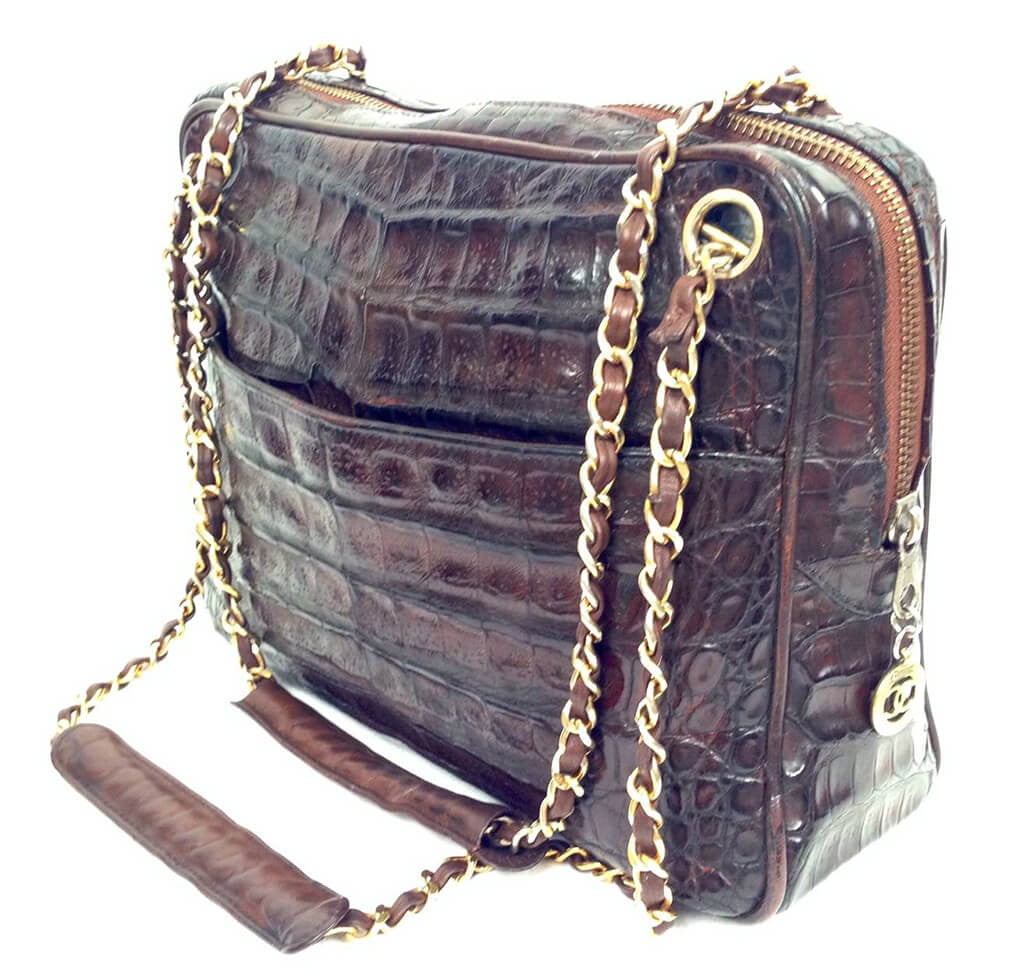 Chanel Vintage Tote Bag Brown Alligator GHW