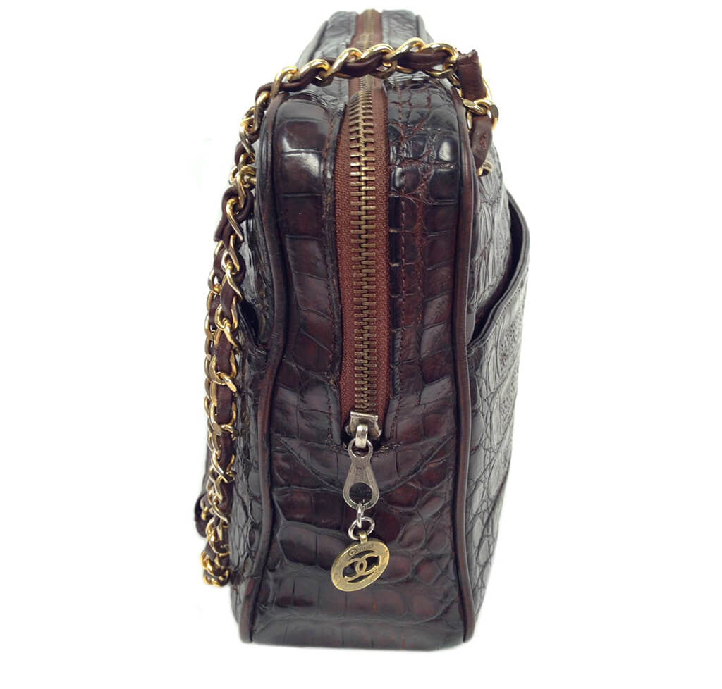 CHANEL Black Crocodile Exotic Gold Evening Medium Classic Shoulder Flap Bag  at 1stDibs