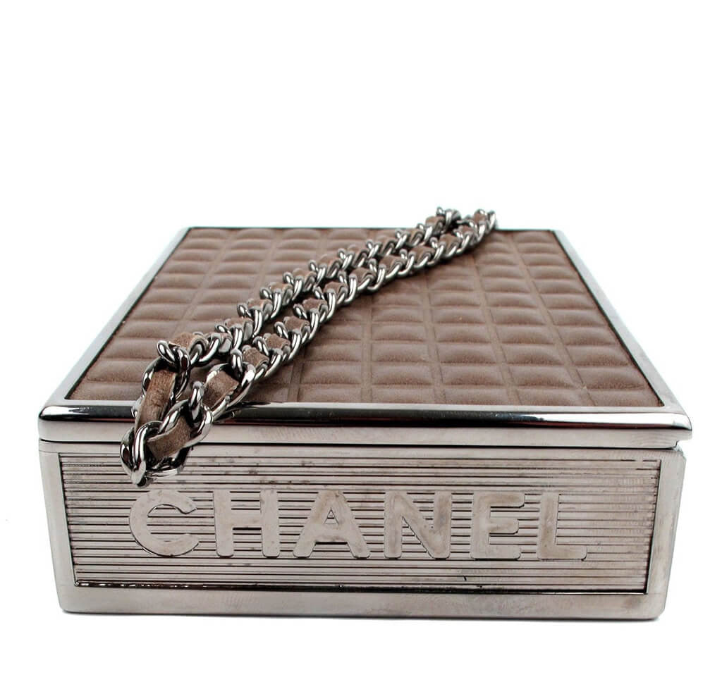 Chanel Cigarette Clutch Bag - Brown Quilted Leather SHW